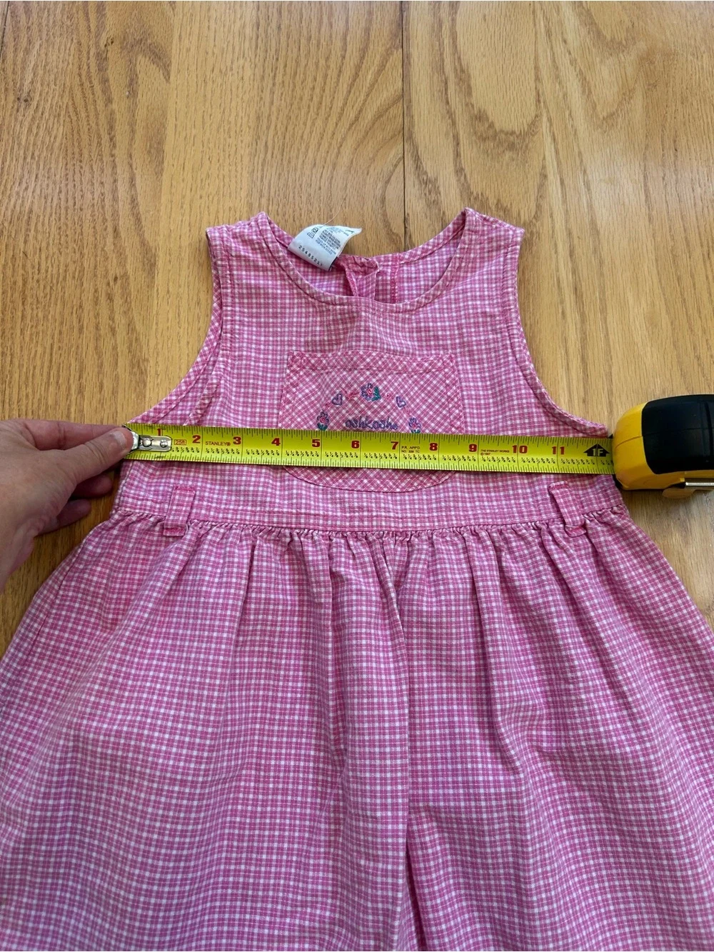 Vintage OshKosh B'gosh Pink Checkered Pinafore Dress Size 6 USA Cotton